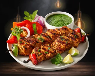 Tandoori poulet tikka brochettes